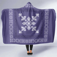 Hawaiian Quilt Block Design Hooded Blanket Purple Hawaii Culture Motifs - Polynesian Pride