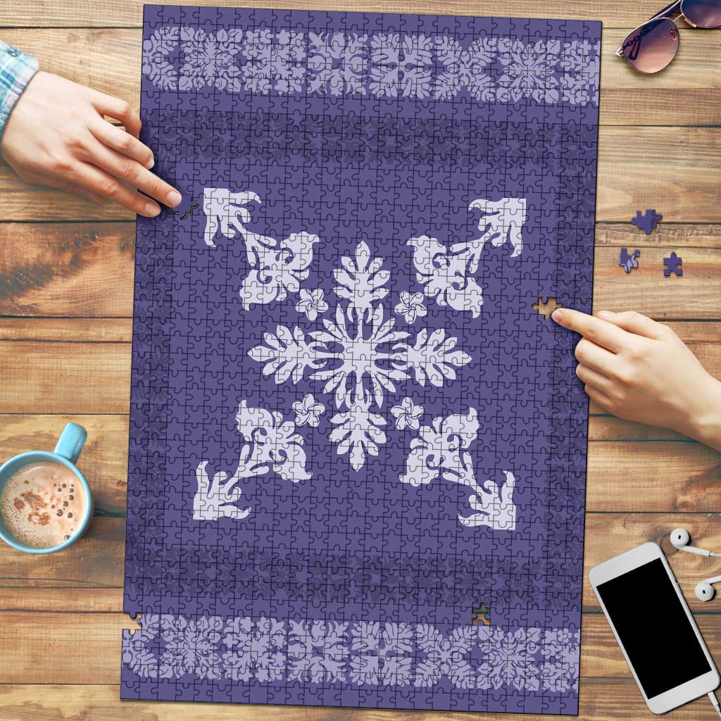 Hawaiian Quilt Block Design Puzzle Purple Hawaii Culture Motifs - Polynesian Pride