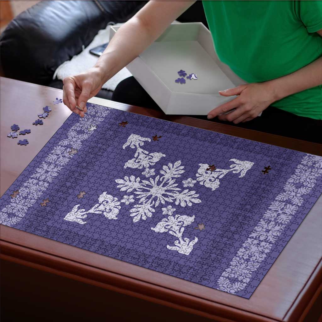 Hawaiian Quilt Block Design Puzzle Purple Hawaii Culture Motifs - Polynesian Pride