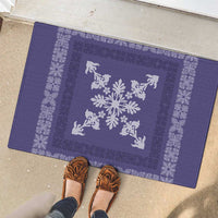 Hawaiian Quilt Block Design Rubber Doormat Purple Hawaii Culture Motifs - Polynesian Pride