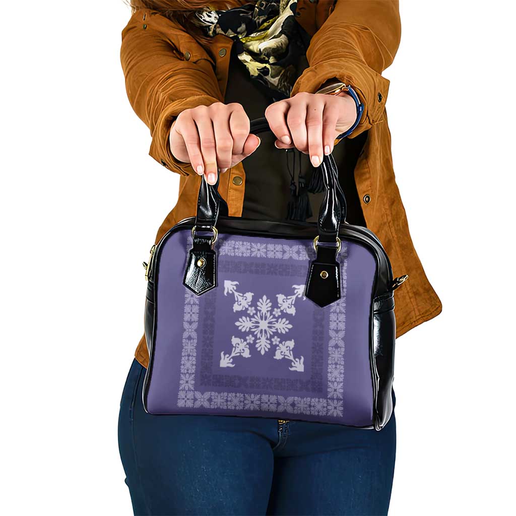 Hawaiian Quilt Block Design Shoulder Handbag Purple Hawaii Culture Motifs - Polynesian Pride