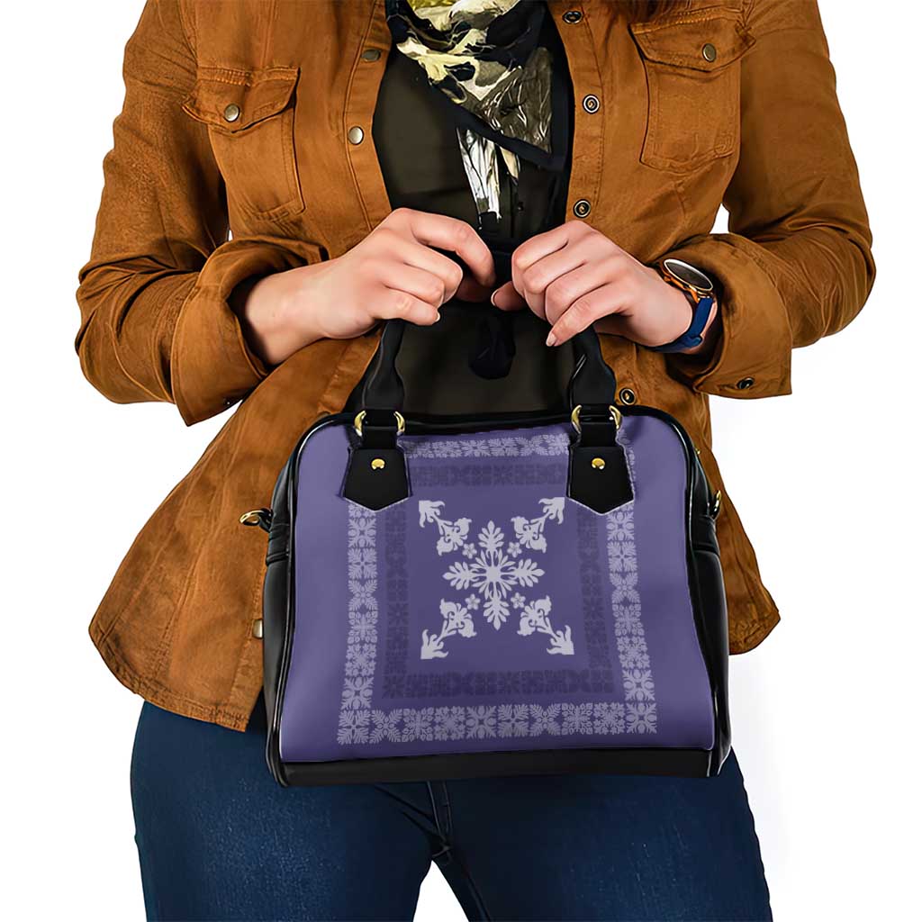 Hawaiian Quilt Block Design Shoulder Handbag Purple Hawaii Culture Motifs - Polynesian Pride