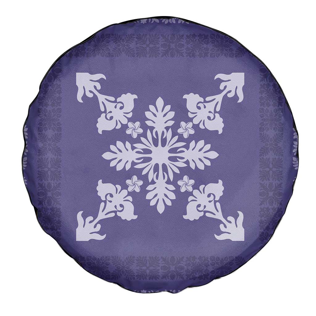 Hawaiian Quilt Block Design Spare Tire Cover Purple Hawaii Culture Motifs - Polynesian Pride