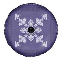 Hawaiian Quilt Block Design Spare Tire Cover Purple Hawaii Culture Motifs - Polynesian Pride