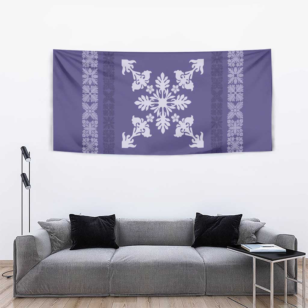 Hawaiian Quilt Block Design Tapestry Purple Hawaii Culture Motifs - Polynesian Pride