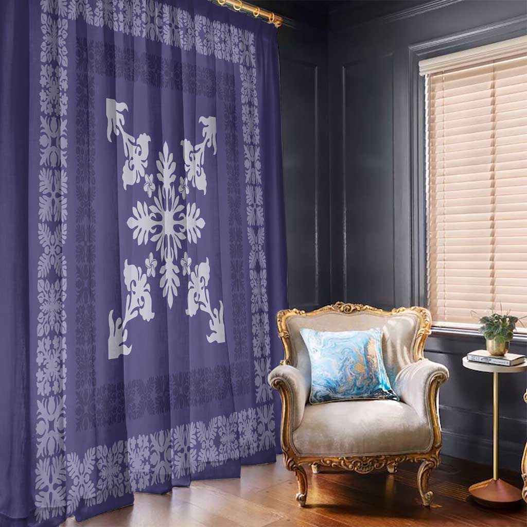 Hawaiian Quilt Block Design Window Curtain Purple Hawaii Culture Motifs - Polynesian Pride