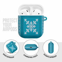 Hawaiian Quilt Block Design AirPods Case Teal Hawaii Culture Motifs - Polynesian Pride