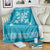 Hawaiian Quilt Block Design Blanket Teal Hawaii Culture Motifs - Polynesian Pride