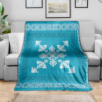 Hawaiian Quilt Block Design Blanket Teal Hawaii Culture Motifs - Polynesian Pride