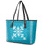 Hawaiian Quilt Block Design Leather Tote Bag Teal Hawaii Culture Motifs - Polynesian Pride