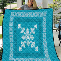 Hawaiian Quilt Block Design Quilt Teal Hawaii Culture Motifs - Polynesian Pride