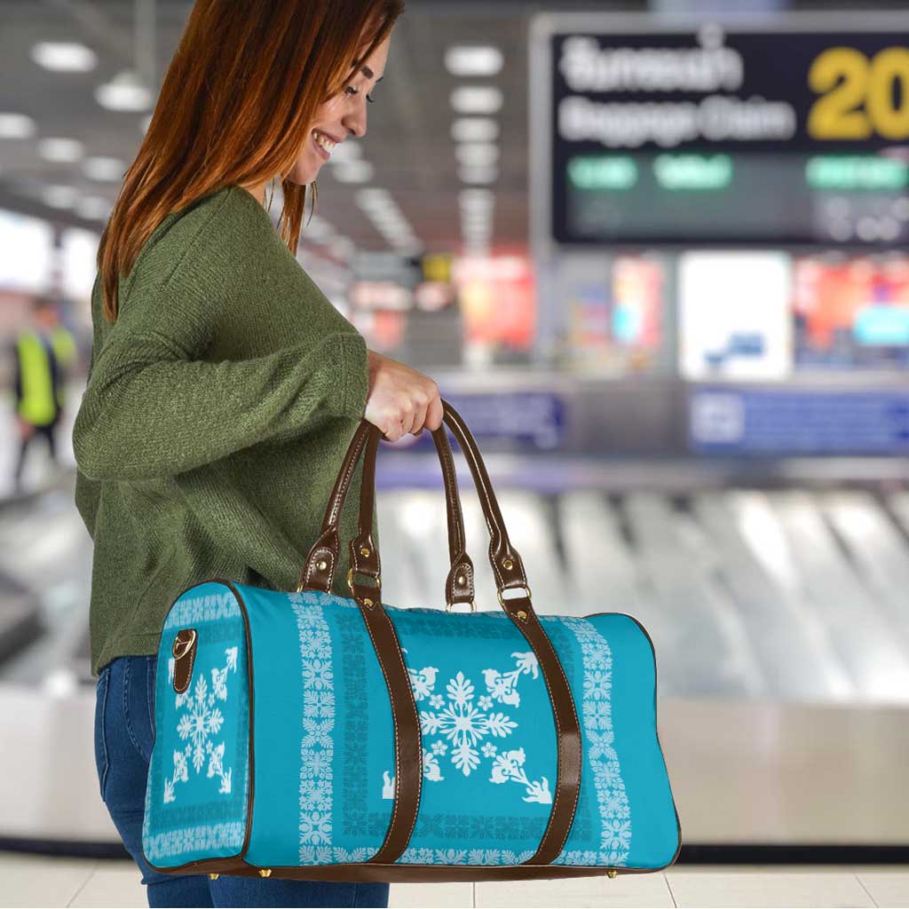 Hawaiian Quilt Block Design Travel Bag Teal Hawaii Culture Motifs - Polynesian Pride