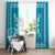 Hawaiian Quilt Block Design Window Curtain Teal Hawaii Culture Motifs - Polynesian Pride