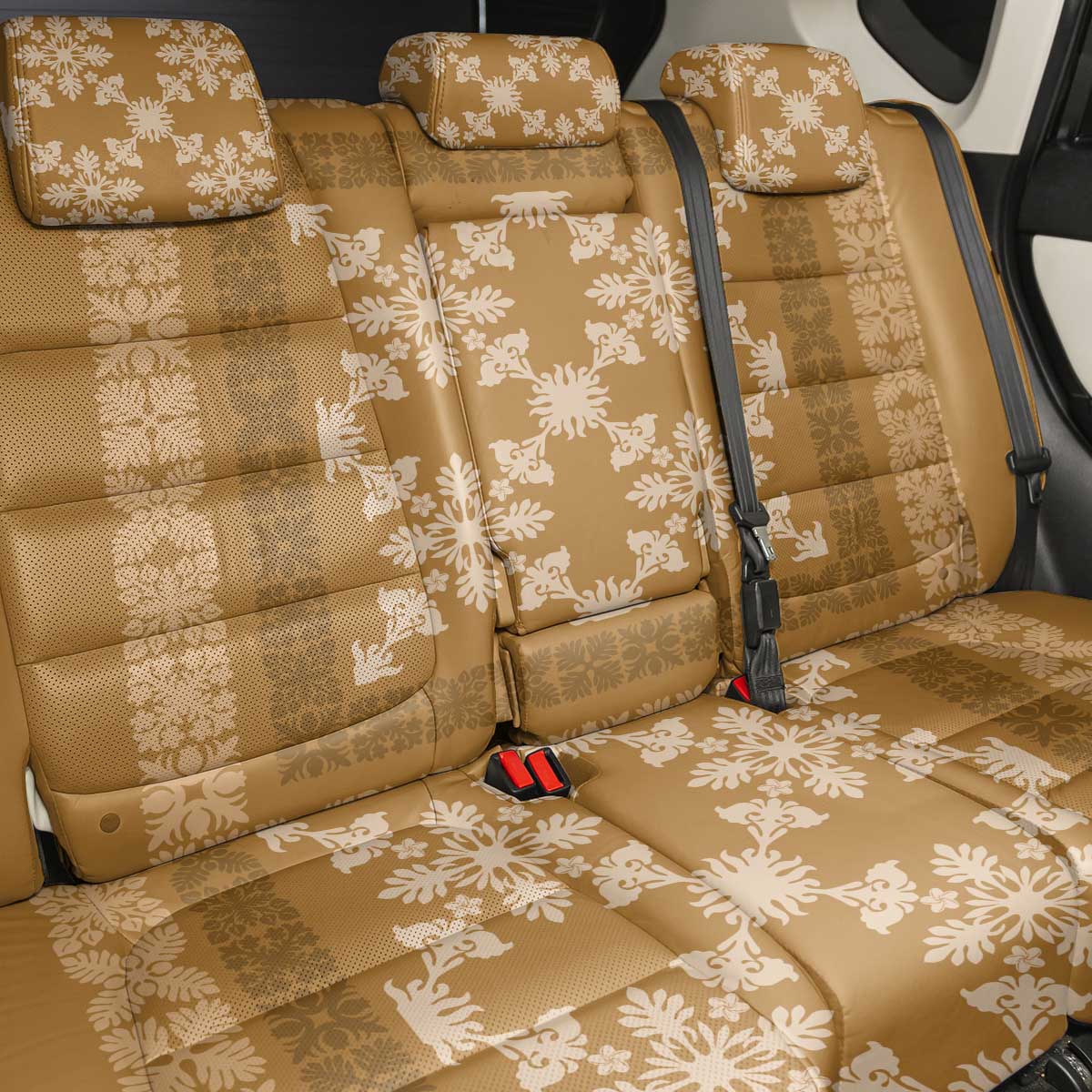 Hawaiian Quilt Pattern Back Car Seat Cover Gold Hawaii Culture Tropical - Polynesian Pride