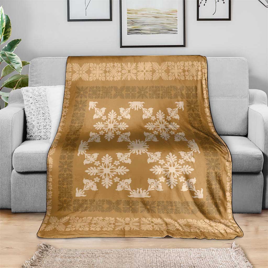 Hawaiian Quilt Pattern Blanket Gold Hawaii Culture Tropical - Polynesian Pride