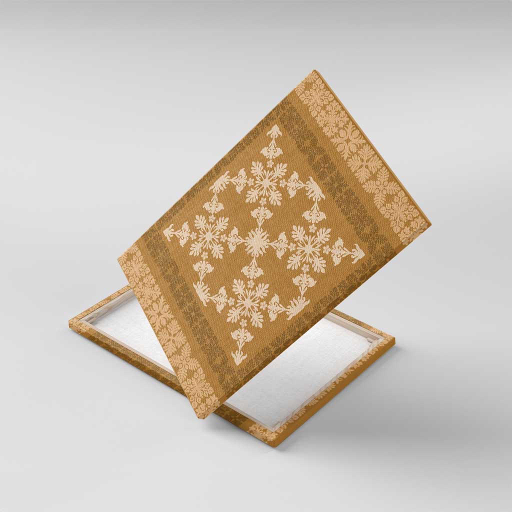 Hawaiian Quilt Pattern Canvas Wall Art Gold Hawaii Culture Tropical - Polynesian Pride