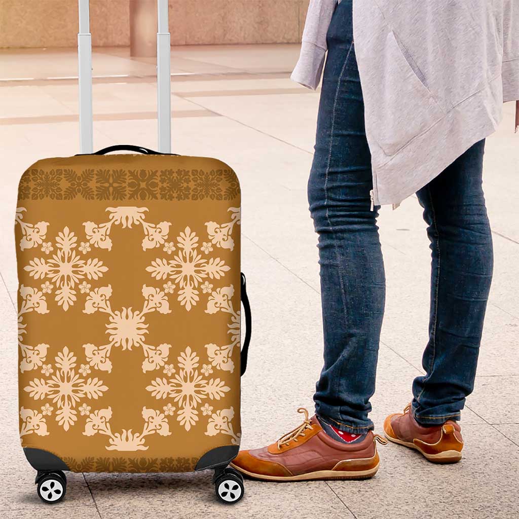 Hawaiian Quilt Pattern Luggage Cover Gold Hawaii Culture Tropical - Polynesian Pride