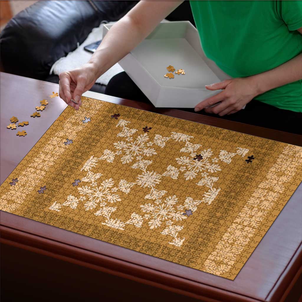 Hawaiian Quilt Pattern Puzzle Gold Hawaii Culture Tropical - Polynesian Pride