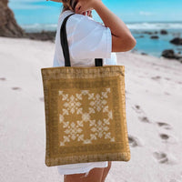 Hawaiian Quilt Pattern Tote Bag Gold Hawaii Culture Tropical - Polynesian Pride