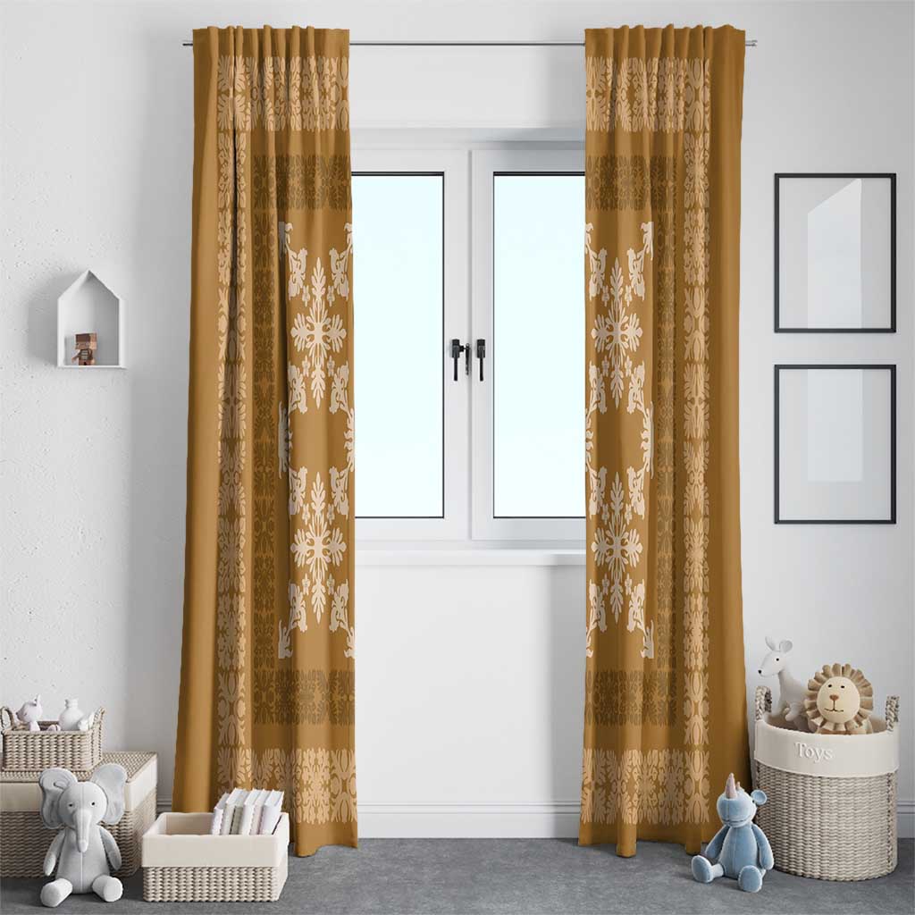 Hawaiian Quilt Pattern Window Curtain Gold Hawaii Culture Tropical - Polynesian Pride