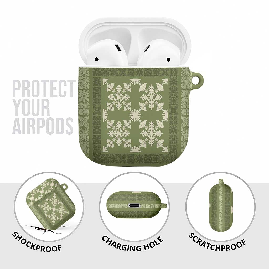 Hawaiian Quilt Pattern AirPods Case Lime Hawaii Culture Tropical - Polynesian Pride