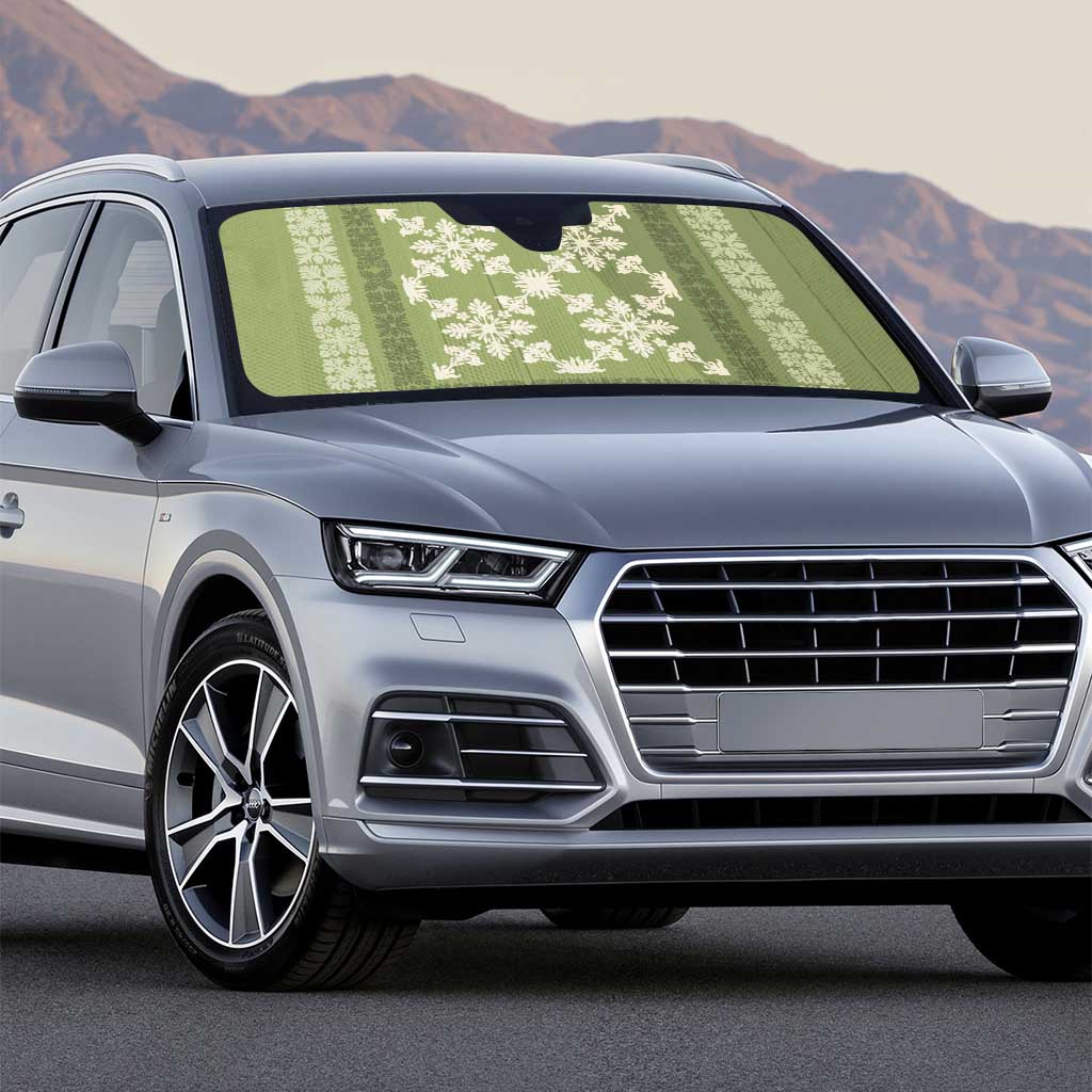 Hawaiian Quilt Pattern Auto Sun Shade Lime Hawaii Culture Tropical - Polynesian Pride