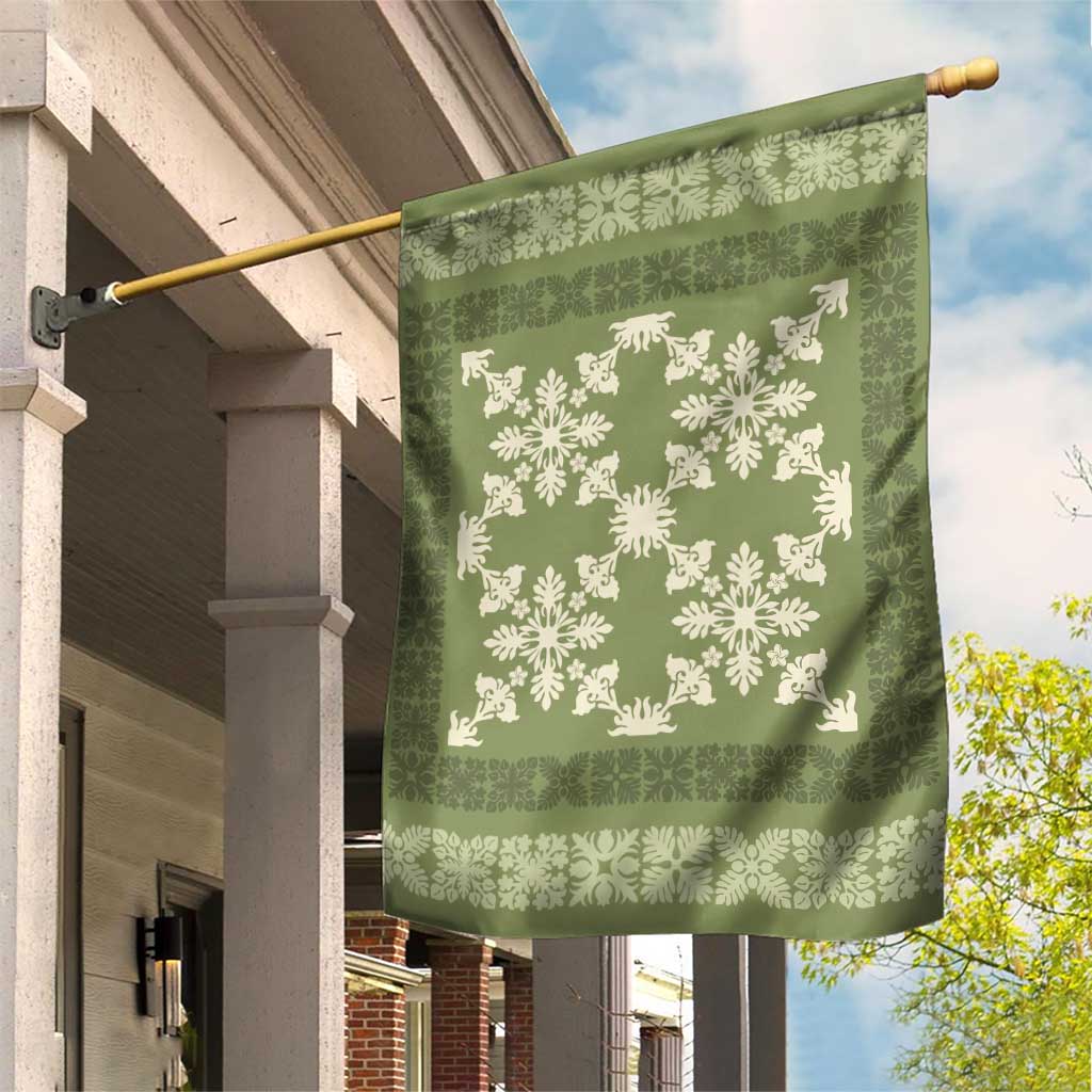 Hawaiian Quilt Pattern Garden Flag Lime Hawaii Culture Tropical - Polynesian Pride