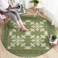 Hawaiian Quilt Pattern Round Carpet Lime Hawaii Culture Tropical - Polynesian Pride