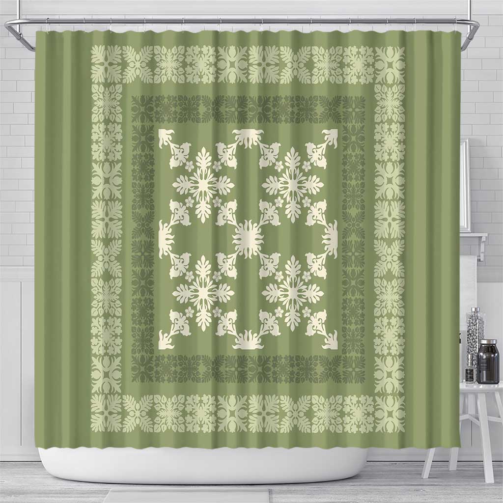 Hawaiian Quilt Pattern Shower Curtain Lime Hawaii Culture Tropical - Polynesian Pride