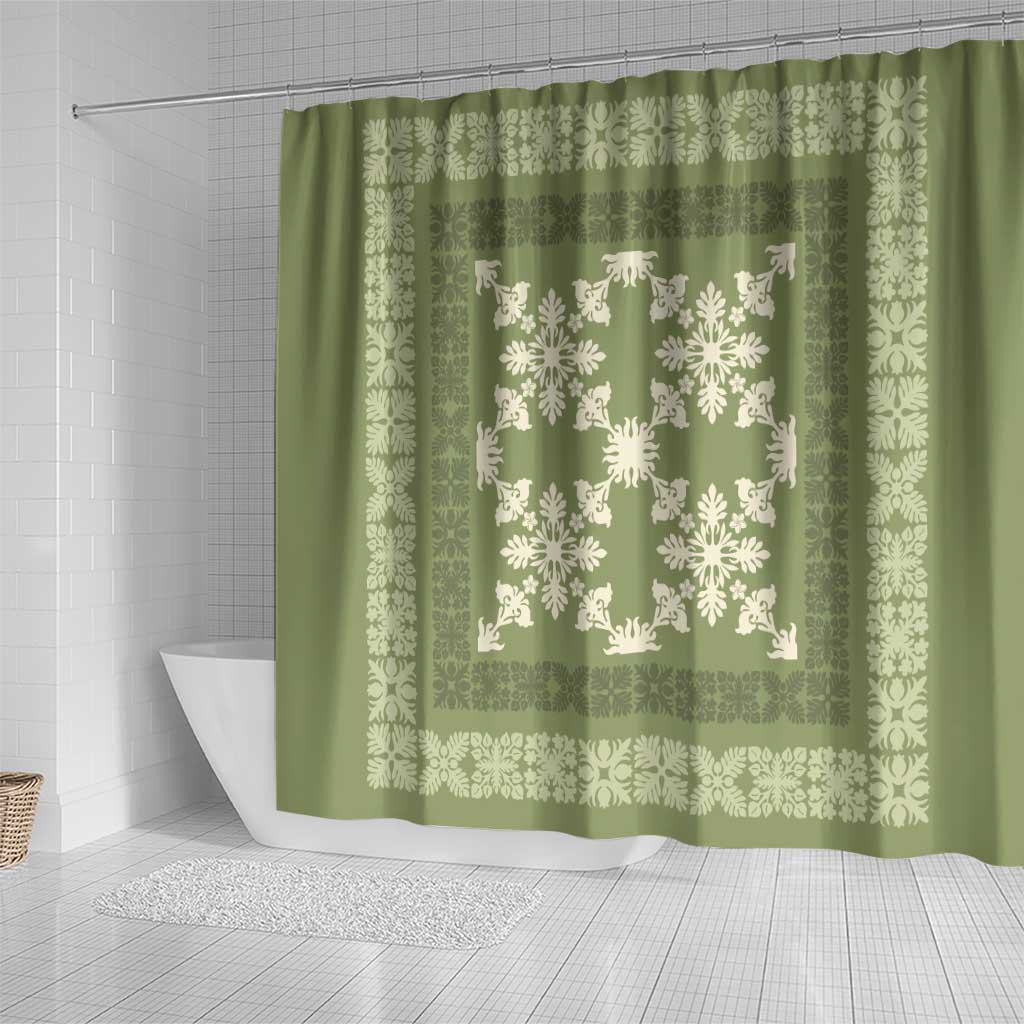 Hawaiian Quilt Pattern Shower Curtain Lime Hawaii Culture Tropical - Polynesian Pride