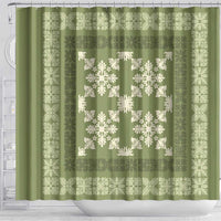 Hawaiian Quilt Pattern Shower Curtain Lime Hawaii Culture Tropical - Polynesian Pride