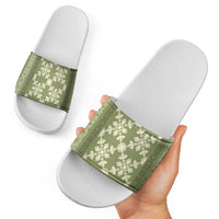 Hawaiian Quilt Pattern Slide Sandals Lime Hawaii Culture Tropical - Polynesian Pride