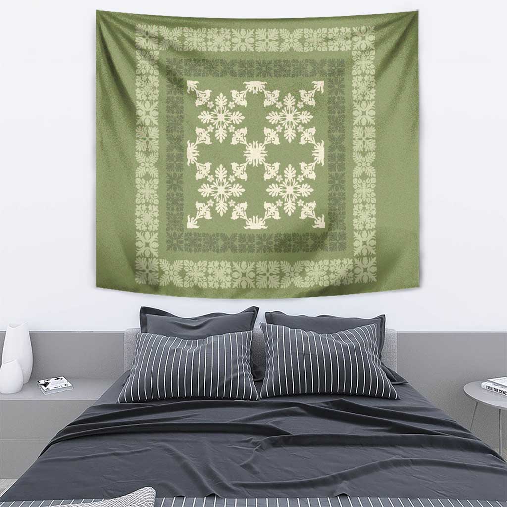 Hawaiian Quilt Pattern Tapestry Lime Hawaii Culture Tropical - Polynesian Pride