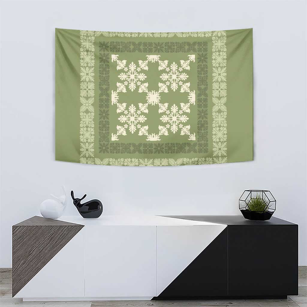 Hawaiian Quilt Pattern Tapestry Lime Hawaii Culture Tropical - Polynesian Pride