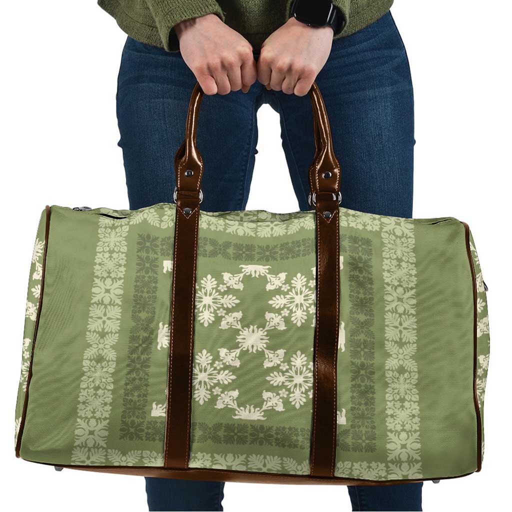 Hawaiian Quilt Pattern Travel Bag Lime Hawaii Culture Tropical - Polynesian Pride