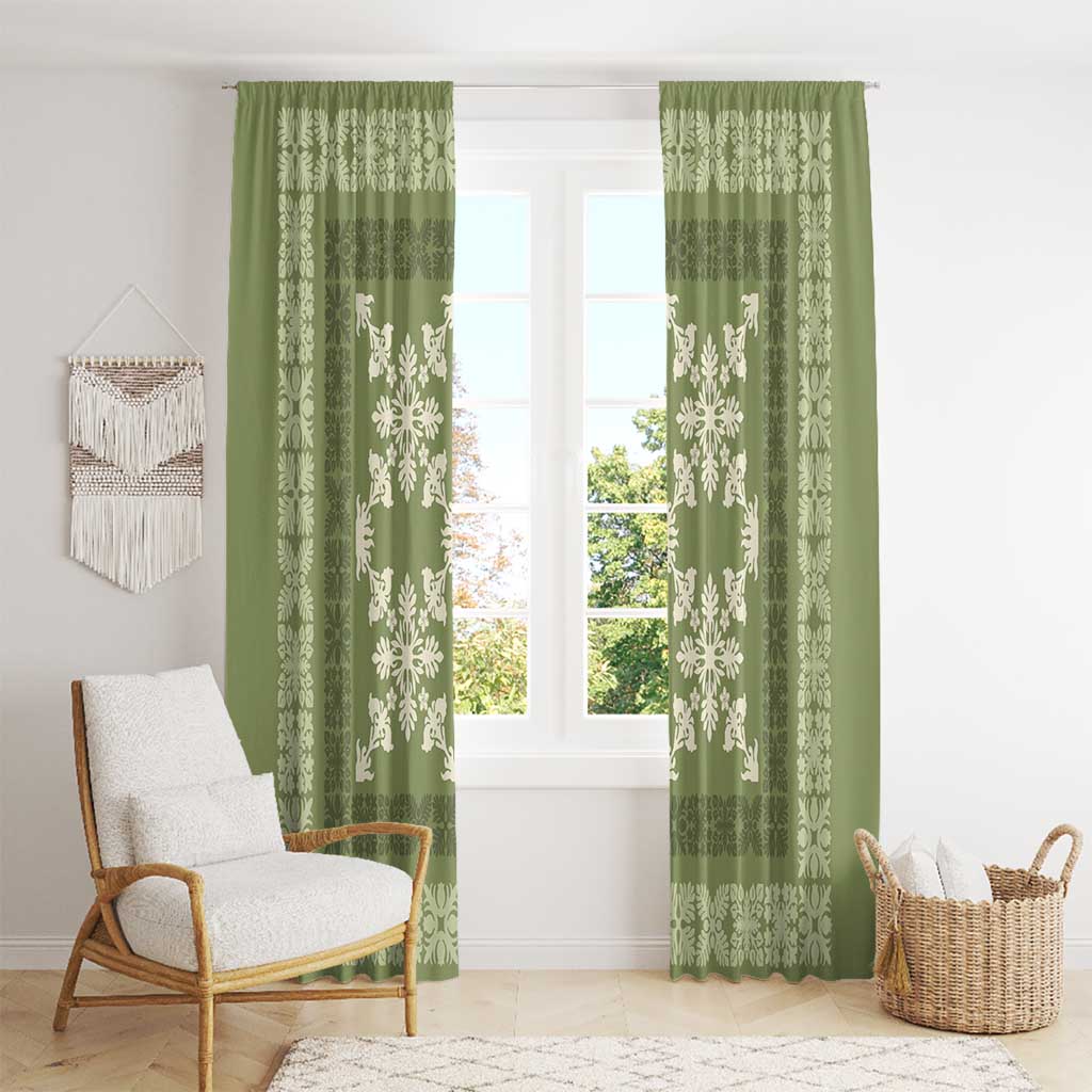 Hawaiian Quilt Pattern Window Curtain Lime Hawaii Culture Tropical - Polynesian Pride