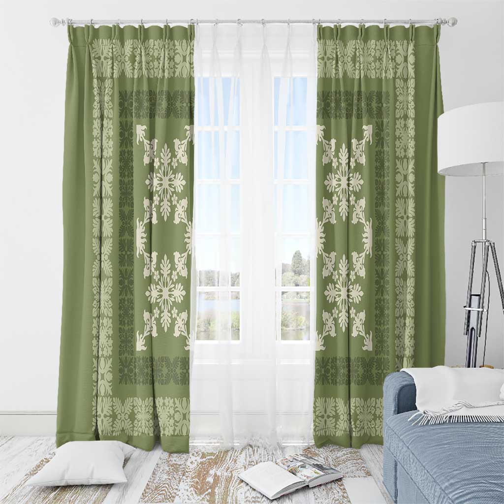 Hawaiian Quilt Pattern Window Curtain Lime Hawaii Culture Tropical - Polynesian Pride