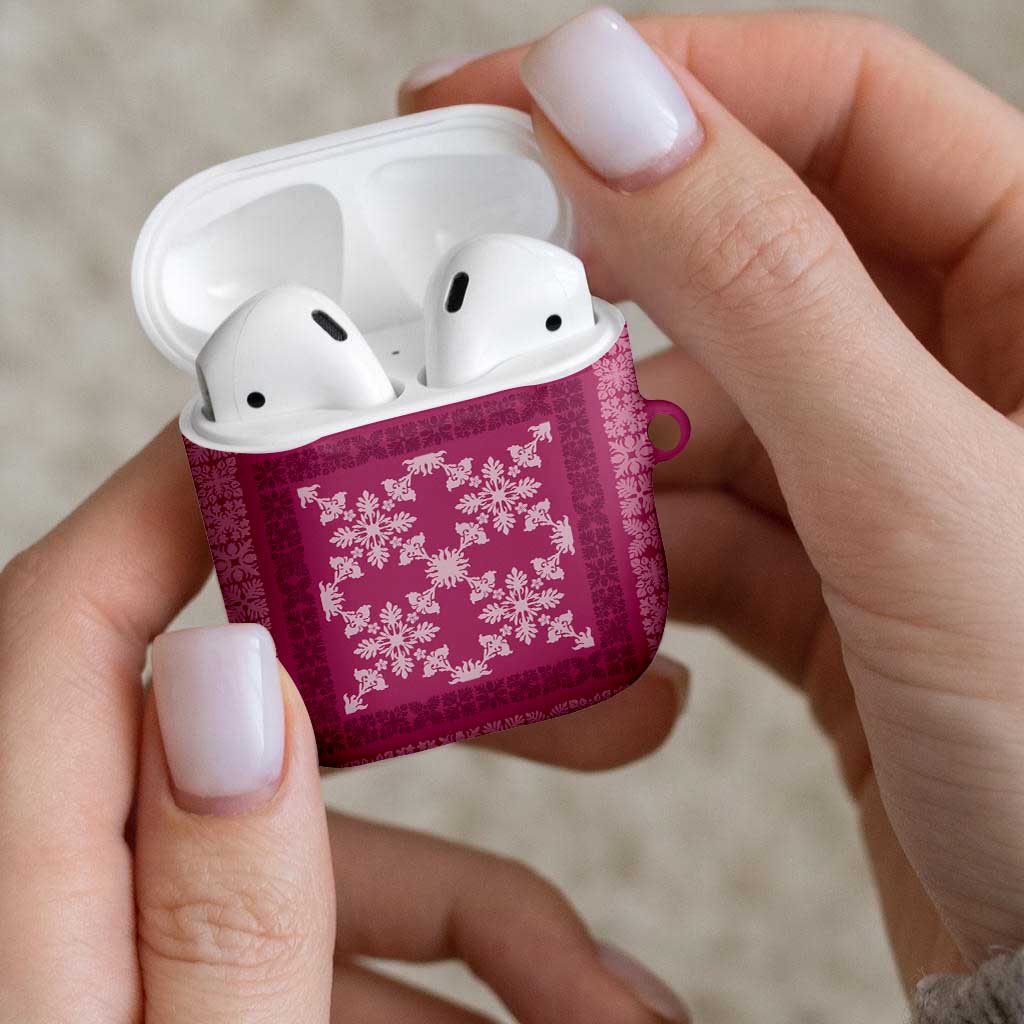 Hawaiian Quilt Pattern AirPods Case Pink Hawaii Culture Tropical - Polynesian Pride