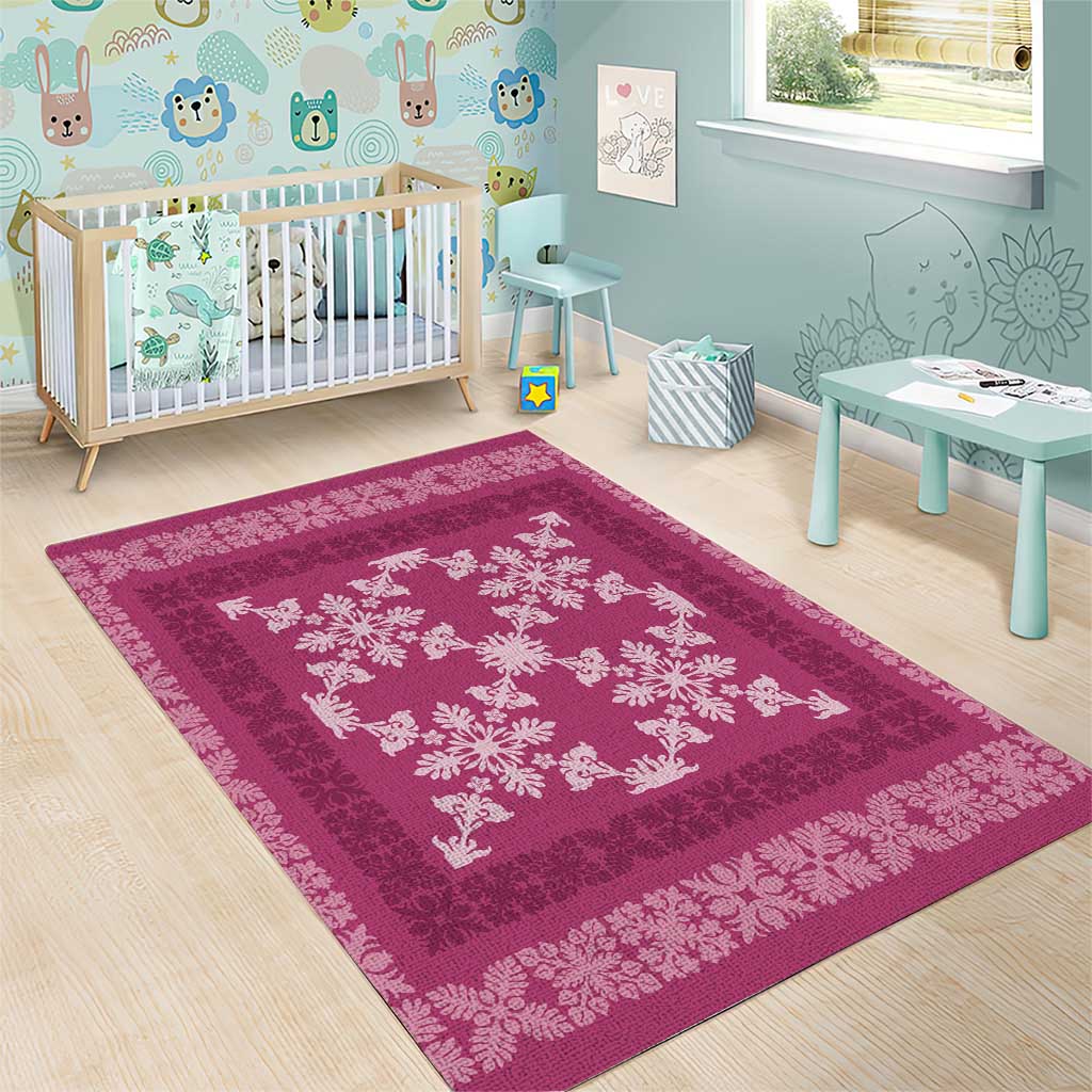 Hawaiian Quilt Pattern Area Rug Pink Hawaii Culture Tropical - Polynesian Pride