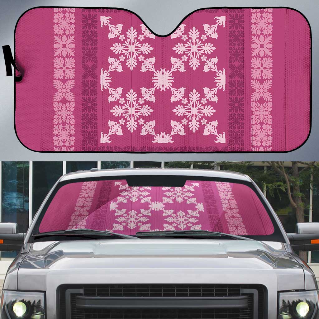 Hawaiian Quilt Pattern Auto Sun Shade Pink Hawaii Culture Tropical - Polynesian Pride
