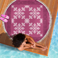 Hawaiian Quilt Pattern Beach Blanket Pink Hawaii Culture Tropical - Polynesian Pride