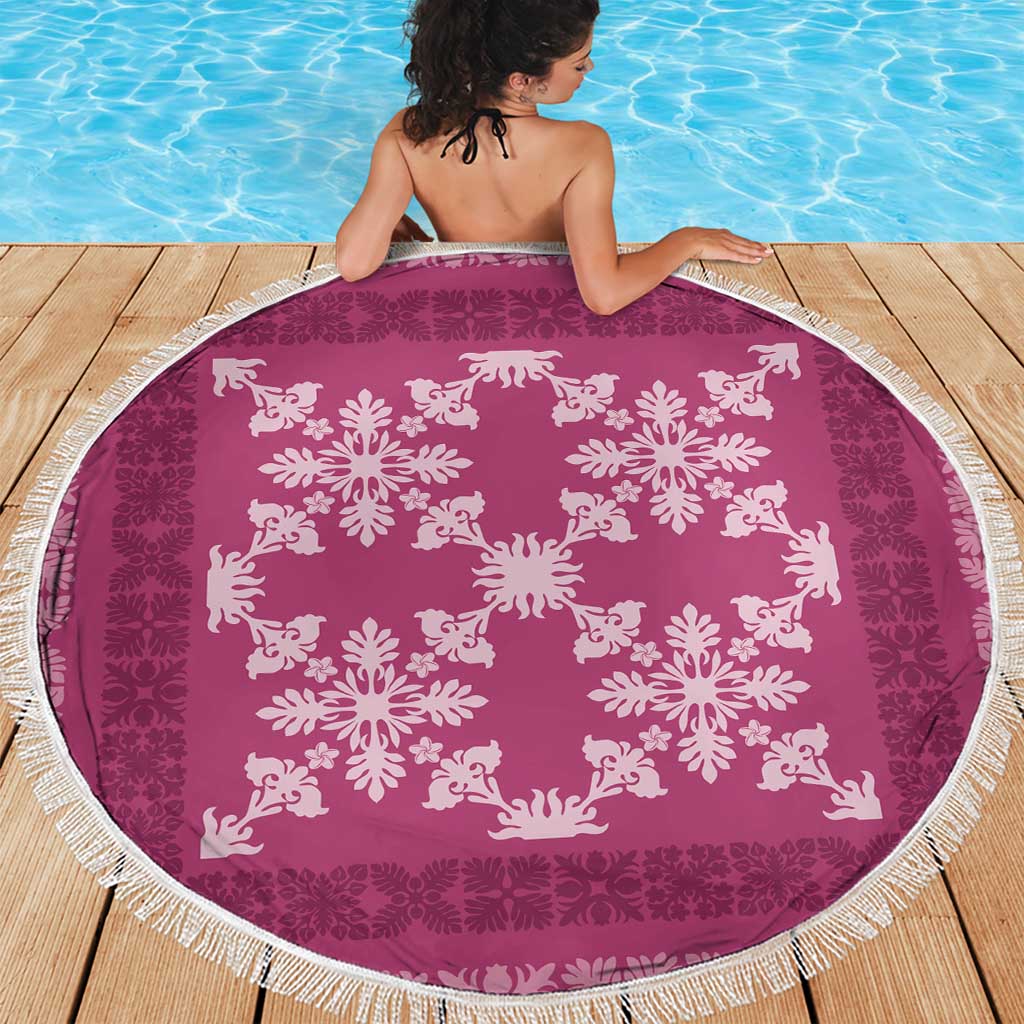 Hawaiian Quilt Pattern Beach Blanket Pink Hawaii Culture Tropical - Polynesian Pride