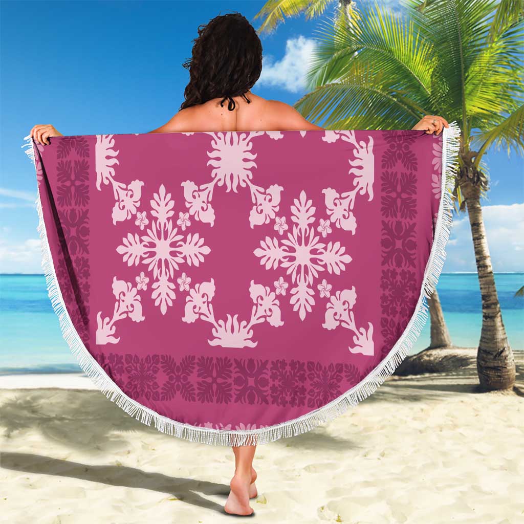 Hawaiian Quilt Pattern Beach Blanket Pink Hawaii Culture Tropical - Polynesian Pride