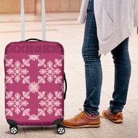 Hawaiian Quilt Pattern Luggage Cover Pink Hawaii Culture Tropical - Polynesian Pride