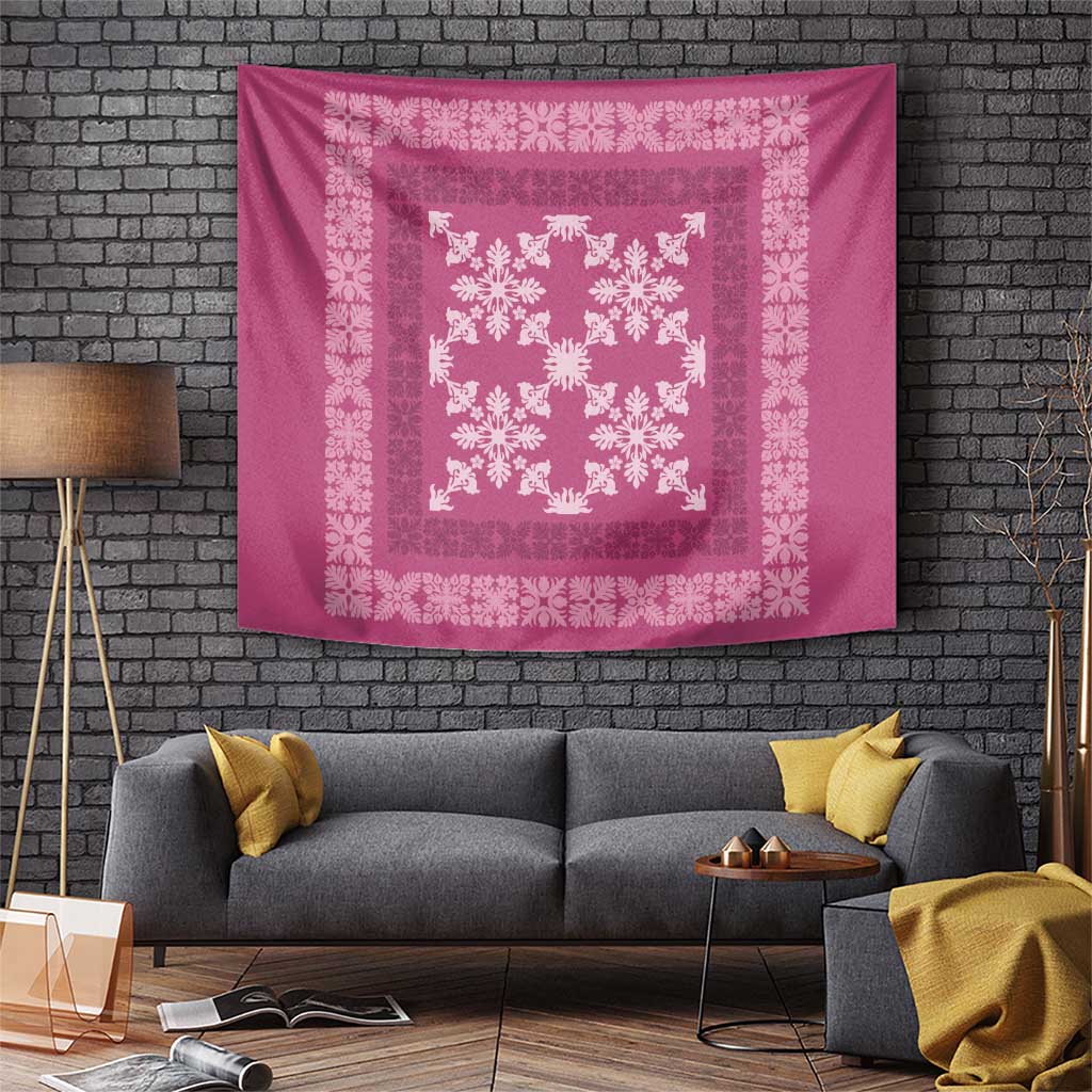 Hawaiian Quilt Pattern Tapestry Pink Hawaii Culture Tropical - Polynesian Pride