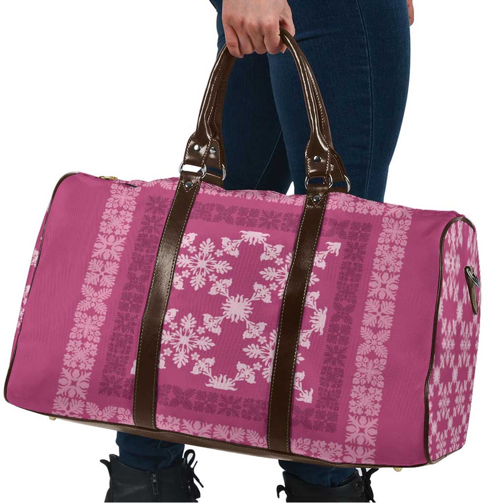 Hawaiian Quilt Pattern Travel Bag Pink Hawaii Culture Tropical - Polynesian Pride