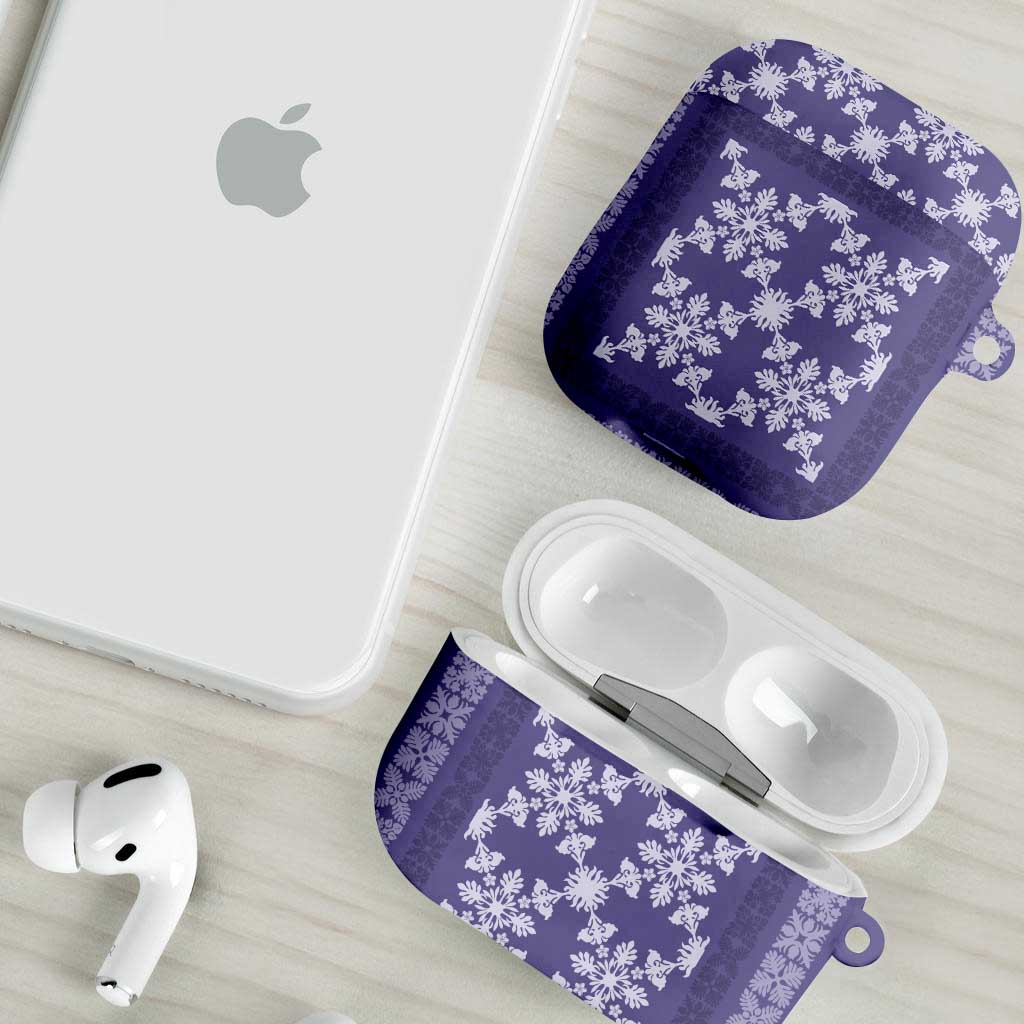 Hawaiian Quilt Pattern AirPods Case Purple Hawaii Culture Tropical - Polynesian Pride