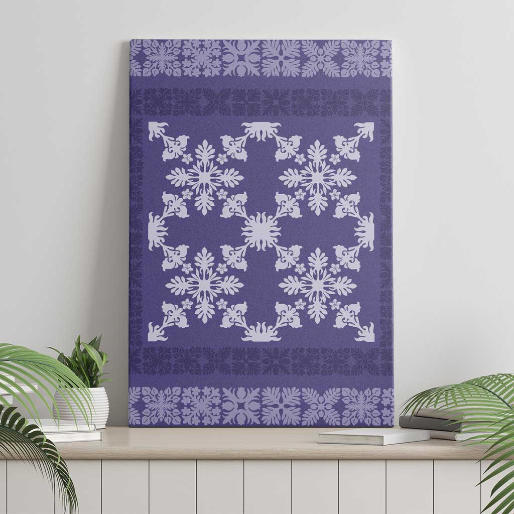 Hawaiian Quilt Pattern Canvas Wall Art Purple Hawaii Culture Tropical - Polynesian Pride