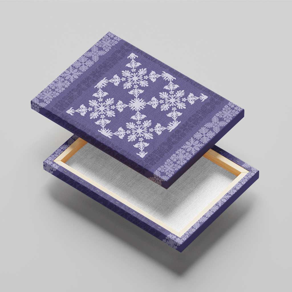 Hawaiian Quilt Pattern Canvas Wall Art Purple Hawaii Culture Tropical - Polynesian Pride