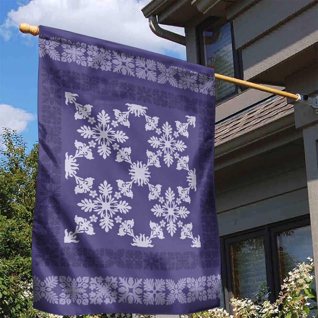 Hawaiian Quilt Pattern Garden Flag Purple Hawaii Culture Tropical - Polynesian Pride